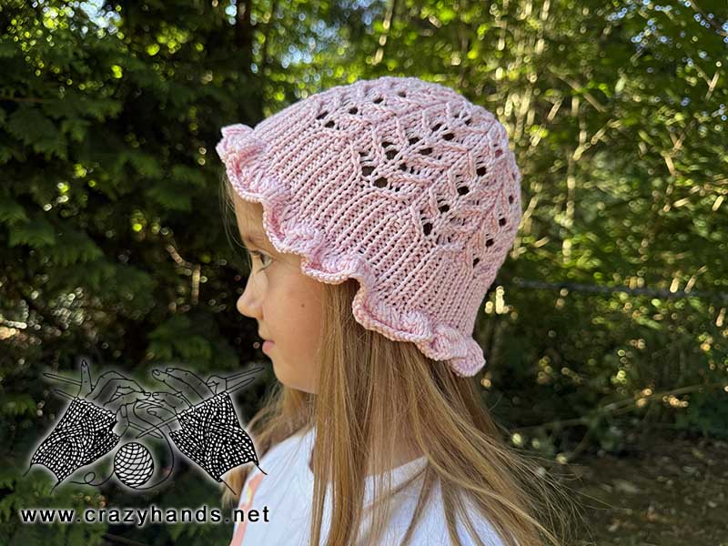 knit summer panama hat on a girl model - left side view
